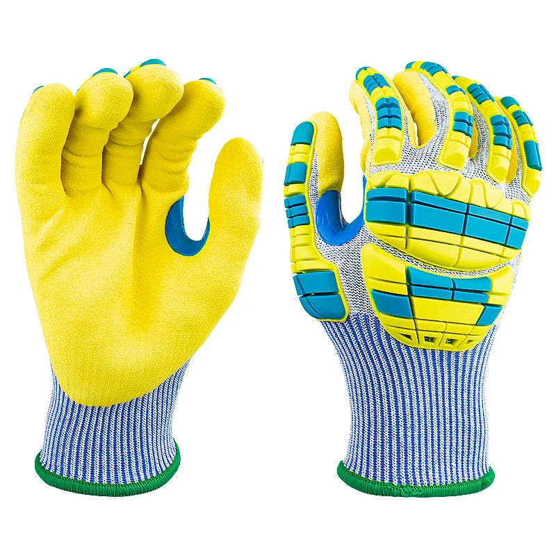 Cut Grip Heavy Duty Mechanics Gloves Durable Material Leather Impact Work Gloves Oil and Gas Safety Gloves