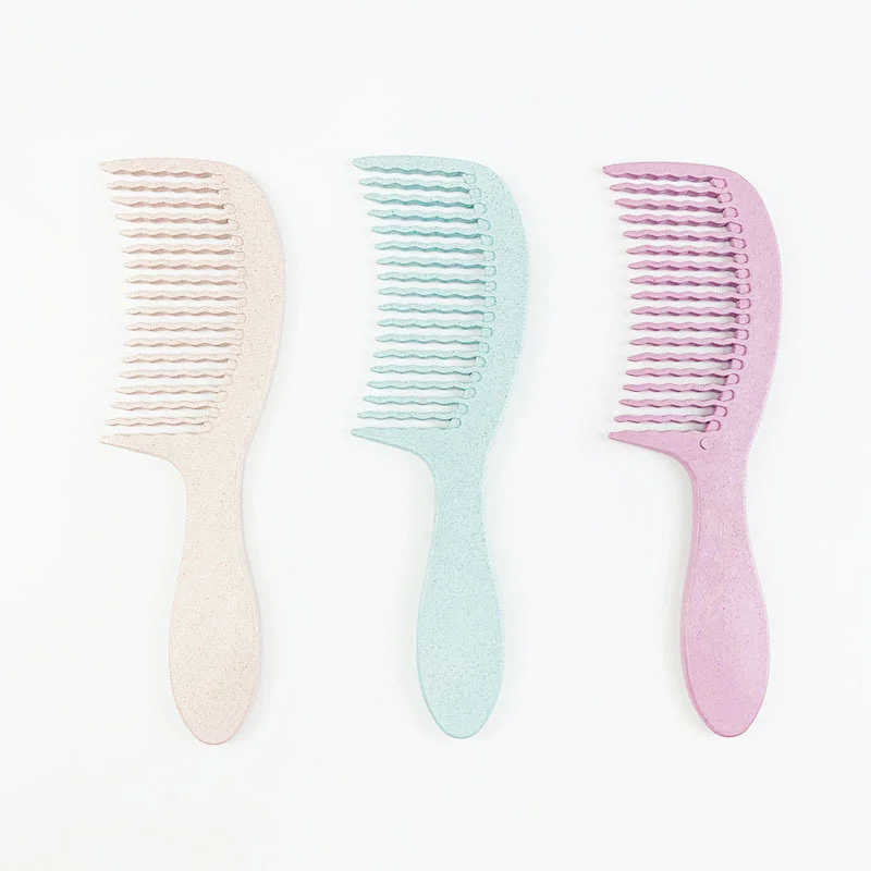 Custom logo 100% degradable wheat straw plastic Wide Tooth brush oil-treated hair comb