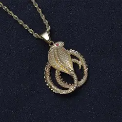 Gold color plating hip hop stainless steel cobra snake head pendant necklace