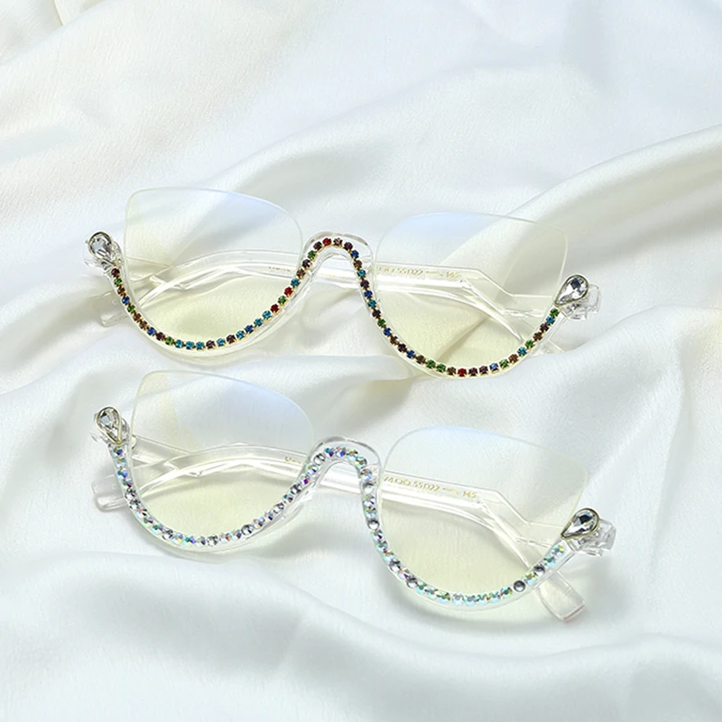 New half - frame anti-blue - light glasses Computer Glasses Round Eye Glass  Fashion Eyewear Optical Frame Prescription glasses