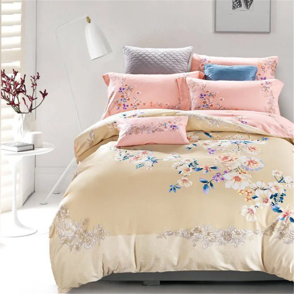 KOSMOS 100% cotton Flower Luxury bed cover bedding set customized Bed Sheets Cotton Set