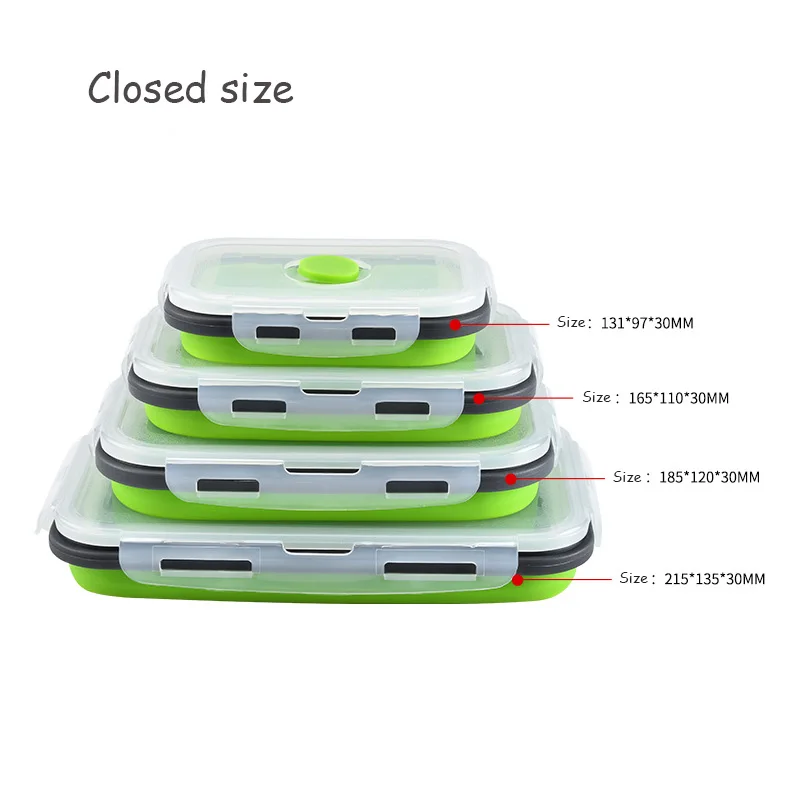 
Set of 4 rectangular silicone collapsible lunch box food container 