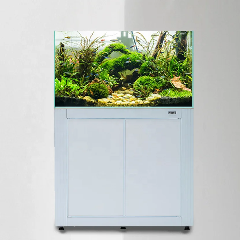 96L 25Gallon CADE Super Clear Glass Aquarium Living Room Professional Fish Tank With Bottom Cabinet