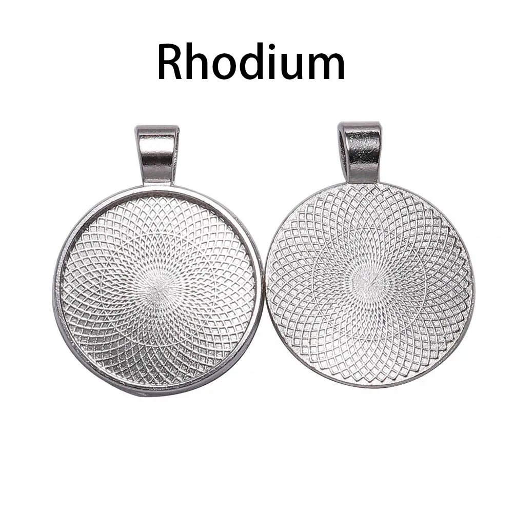 DIY 25mm 30mm Metal Cabochon Round Bezel Tray Blank Pendant