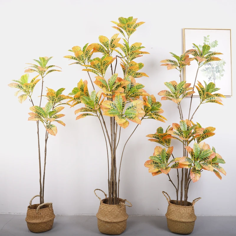 wholesale artificial plants Garden croton tree for office mall wedding decor Ficus Fiddle Leaf bonsai Plants for indoor outdoor