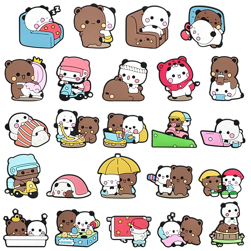 Wholesale Designer Shoe Accessories Bulk Cute Lovely Bear Shoe Charms Brown And White Bear Shoe Decorations With Clog