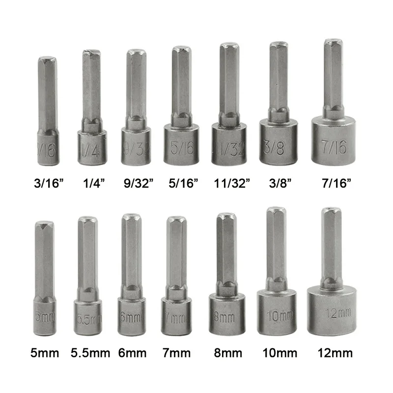 14PCS Non Magnetic Hex Shank Nut Setter