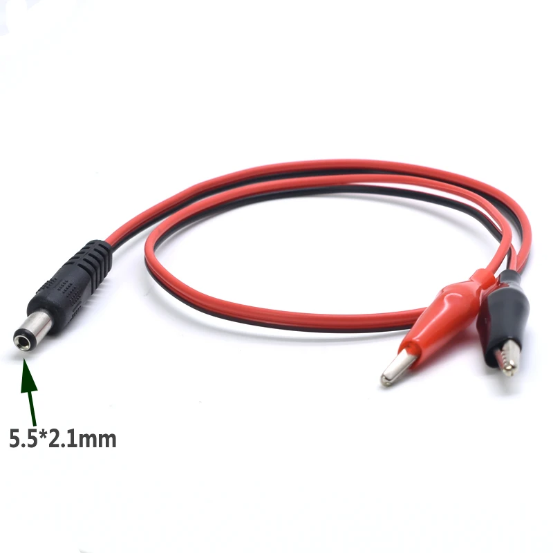 25CM Dual Crocodile Alligator Clips Test Cord to 5.5*2.1mm DC Male Plug Female Jack Power Testing Cable Wire Connector