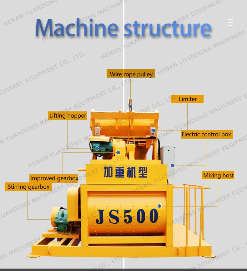 China Factory JS Hydraulic Concrete Mixers Electric Forced Concrete Mixer Twin Shaft Concrete Mixer