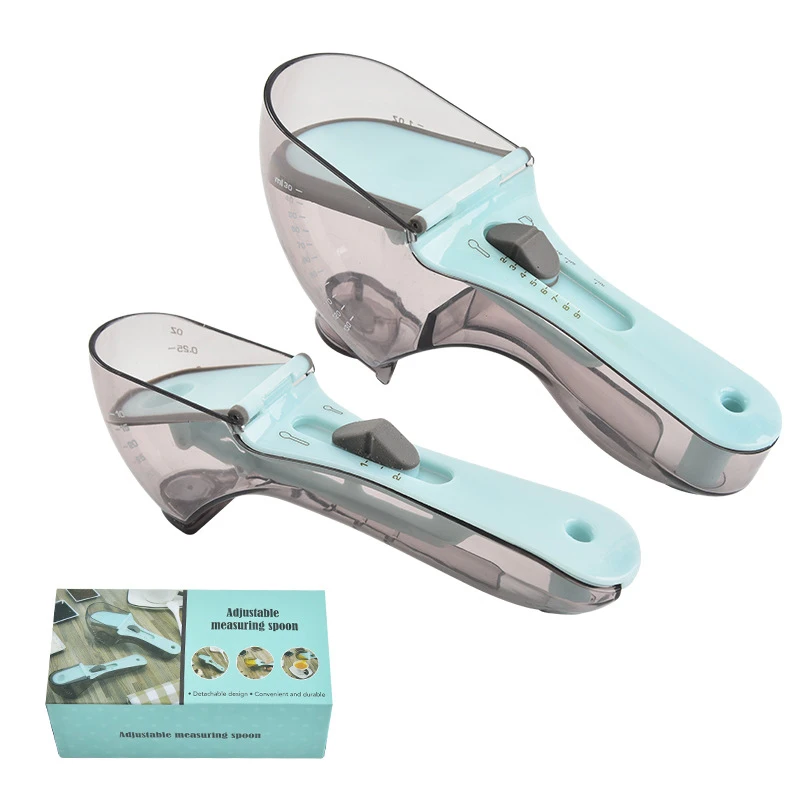 Dropshipping Adjustable Kitchen Gadgets Cute Plastic Powder Measuring Spoon With Sucker And