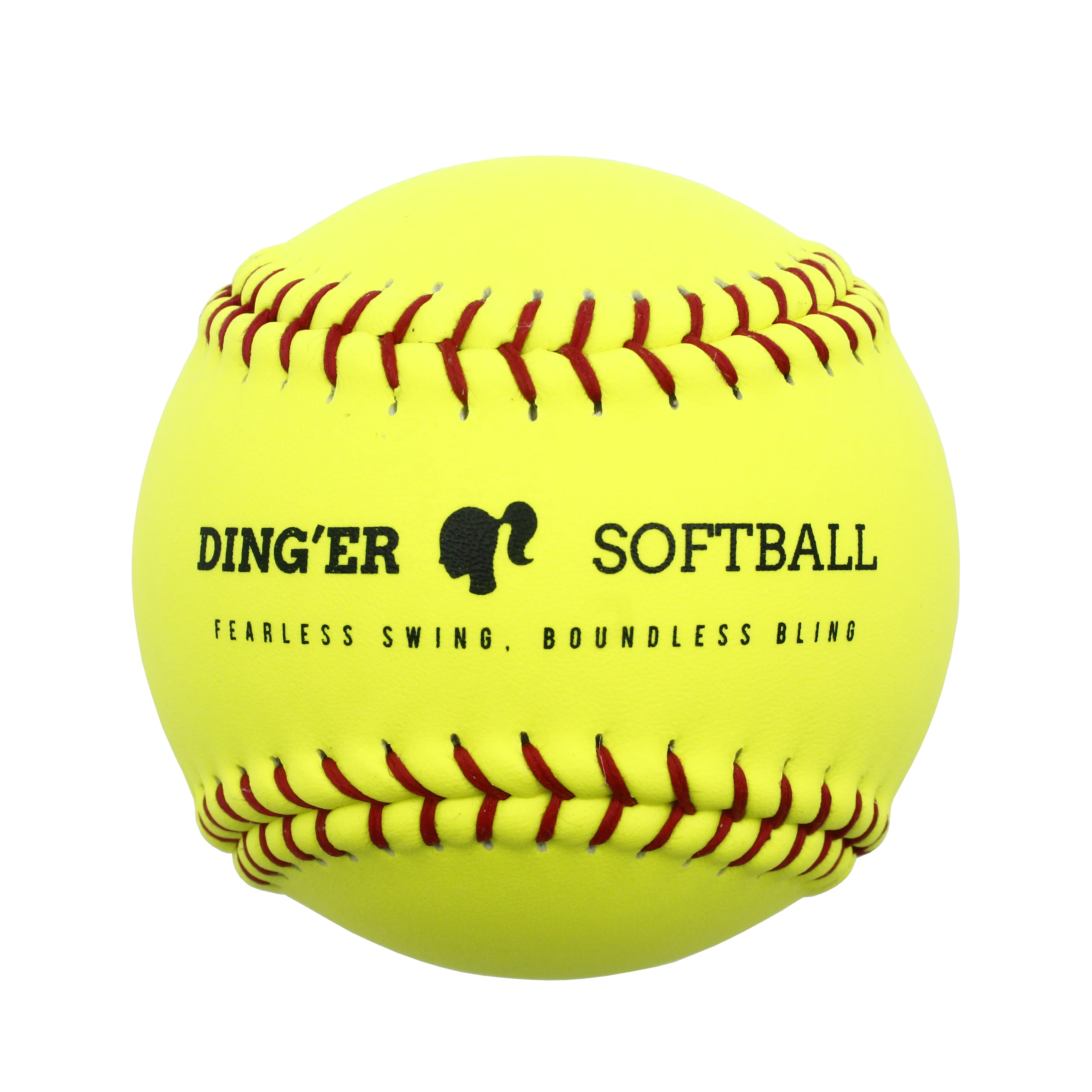 Wholesale Good Quality Customized Logo Printed Team Sports Official Durable Cork Core PU Core Yellow Green Leather Softball