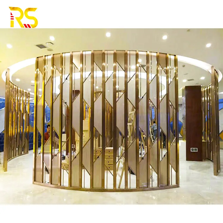 Foshan 304 stainless steel living room partition design decorative screen room divider wall panel hotel lobby room partition