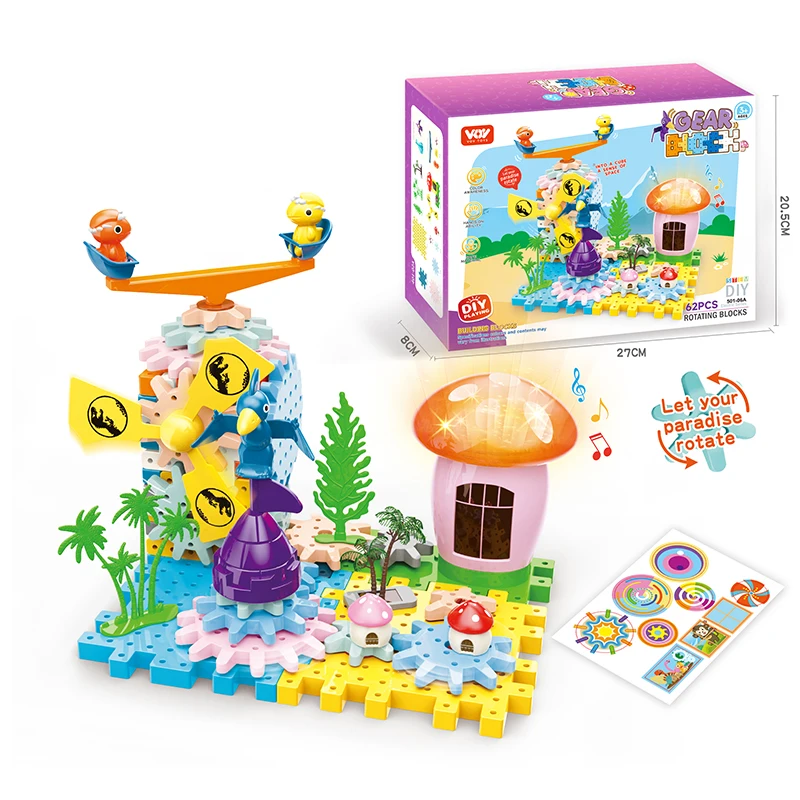 Building Block Sets Diy Toy Dinosaur Park Electric Gear Building Block