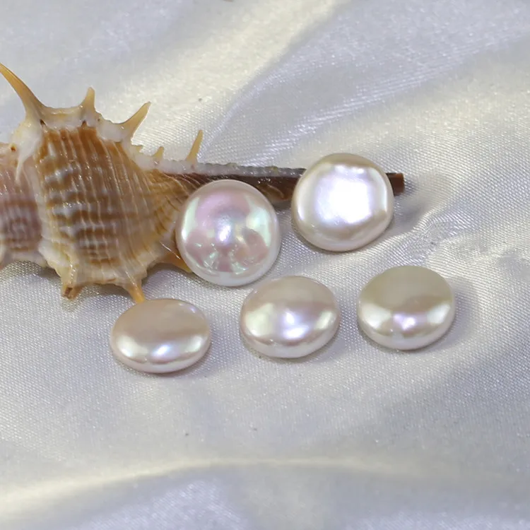 FEIRUN 14-15mm good quality unidrlled half drilled coin loose pearl  pearl oyster freshwater