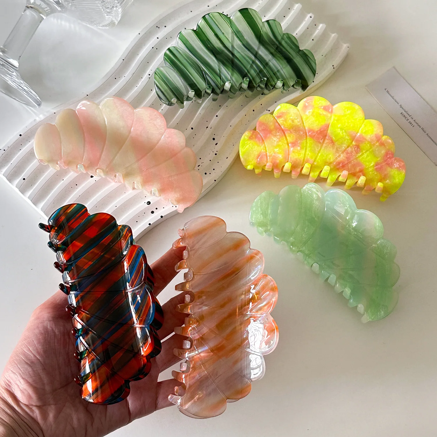 HONEY Acetic acid large XL colorful shell hair clip disc hair clip versatile retro shark clip hair accessory