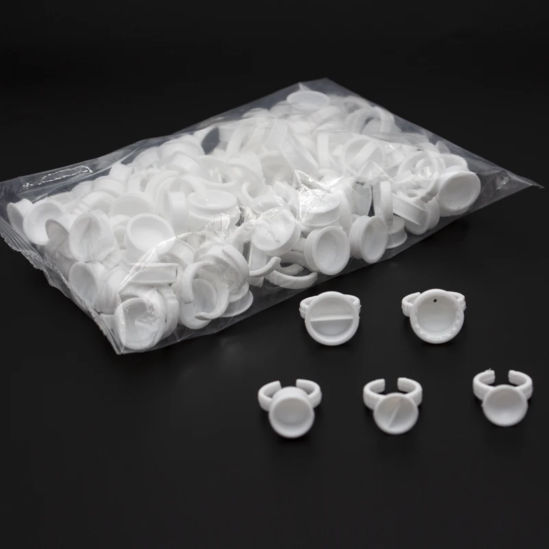 Disposable Tattoo Pigment Ring Holders Tattoo Ink 100pcs/bag Plastic White 5 Different Size
