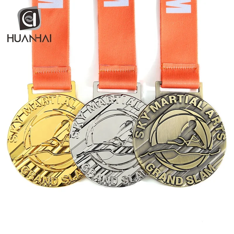 custom gold silver bronze 3D embossed logo taekwondo metal medal