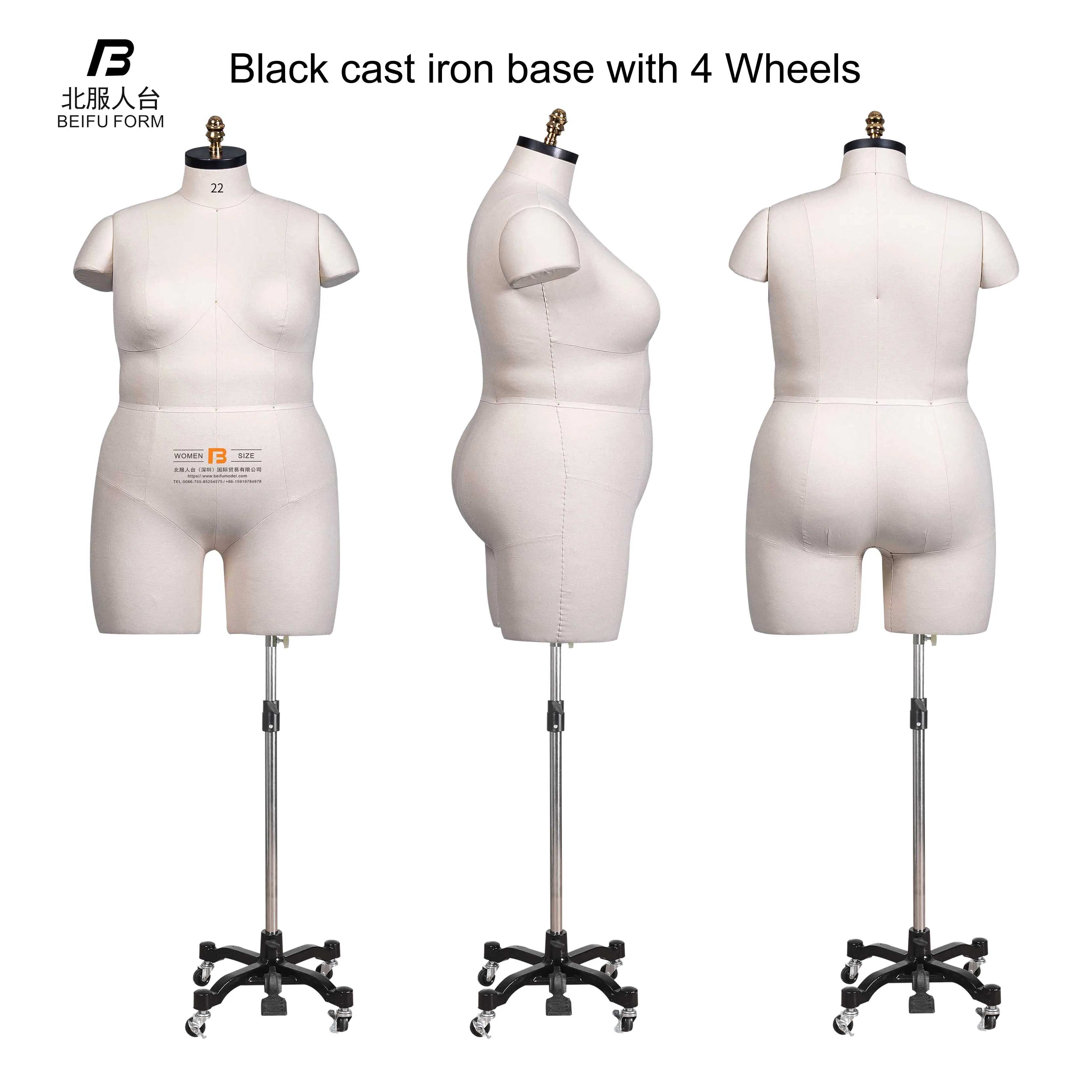 BEIFUFORM half body plus size mannequin female dummy GB plus size 22 dress form mannequin women manikin add Base