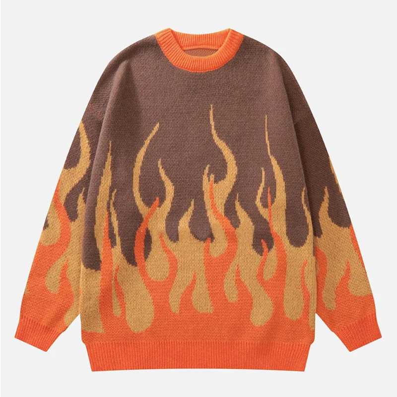 Xiaoxin Boy Brand Jacquard Design 100%cotton Men Fashion Custom Knitted Sweater Flame Plus Size Sweaters