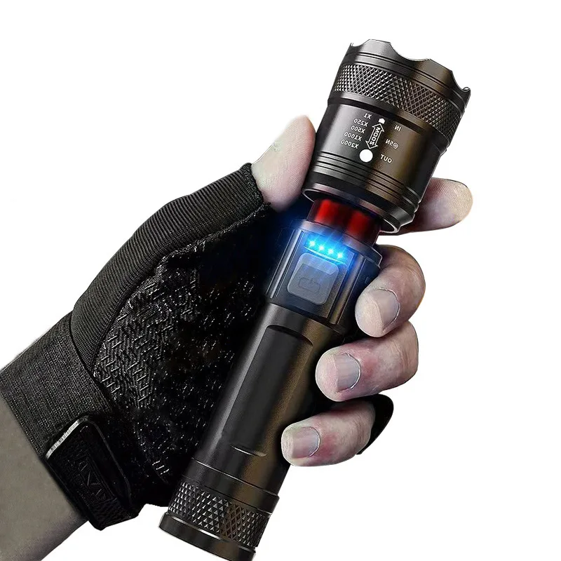 Waterproof camping outdoor flashlight Distress flash 10w 18650 power lithium battery outdoor flashlight, portable bright light