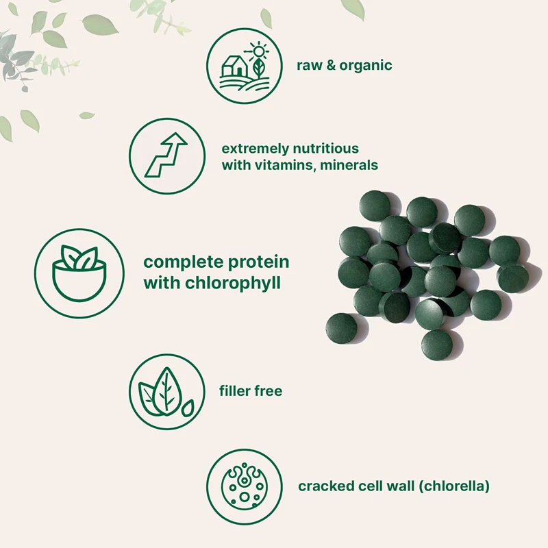 Private Label Organic Chlorella Spirulina Powder Tablet Capsule Orgainc Spirulina Capsules Supplements For Digestive Health