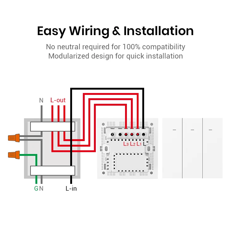 Hottest 1/2/3 Gang UK Smart Home Push Light Wifi Switch Alexa Google Home Wall Light Switch with CE/ROHS certificate