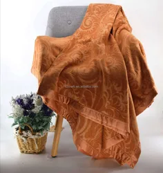 high quality luxury fashion jacquard  designed 100% percent Silk Blanket with Silk Satin Border