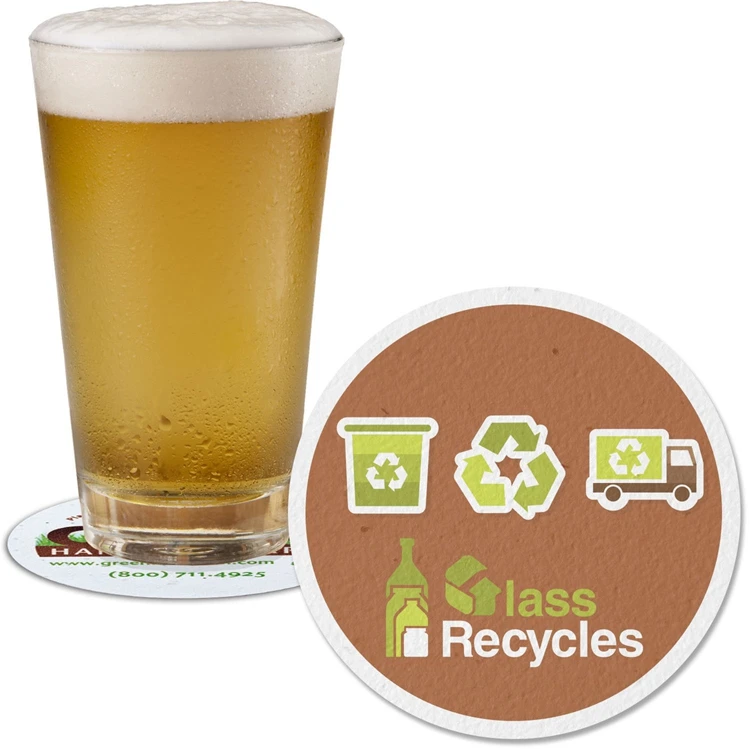 Absorbent Paper Coaster Circle Square Beer Mat Coaster 90MM Printing Corporate Gift Pulp Cardboard Paper Coaster