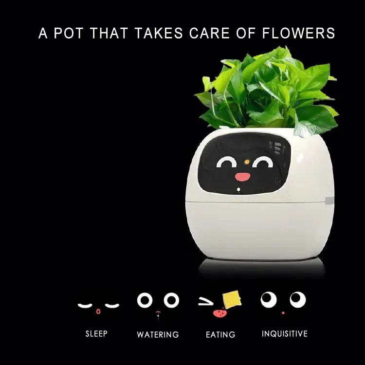 Smart Flower Pot AI Sensor Facial Interaction APP Digital Pet Emojis Plant Care Mini Smart Planter