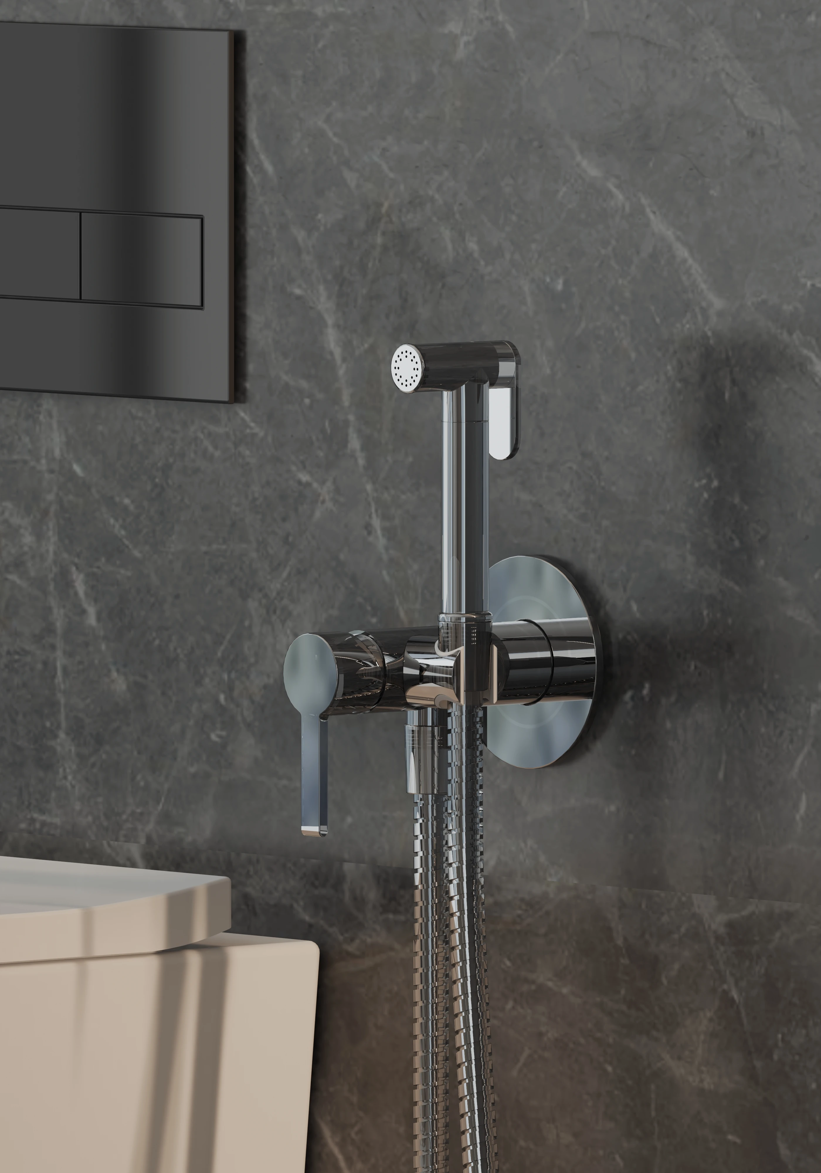 Wall Mounted Concealed douche Brushed Rose Gold Woman toilet Bidet hot and cold water Faucet Set