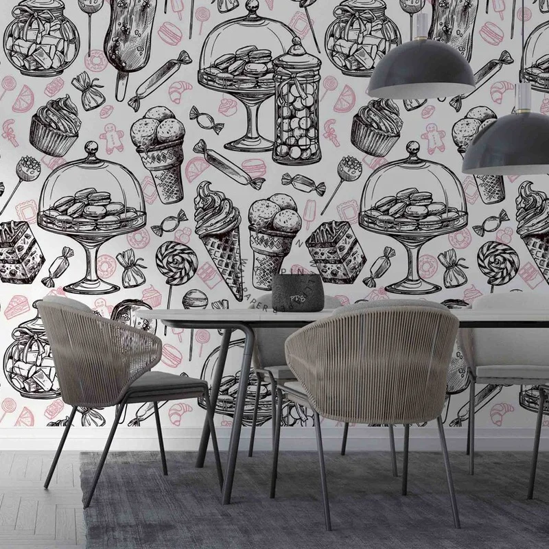 Ice cream dessert macaron peel and stick removable wallpaper