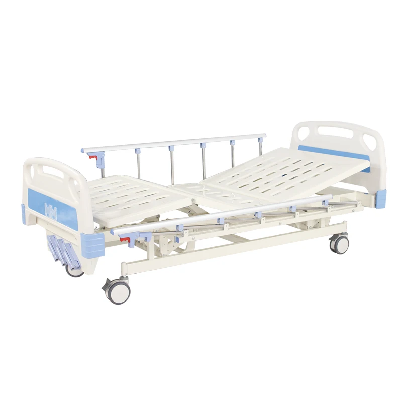 economic adjustable height 3 cranks manual hospital bed with mattress