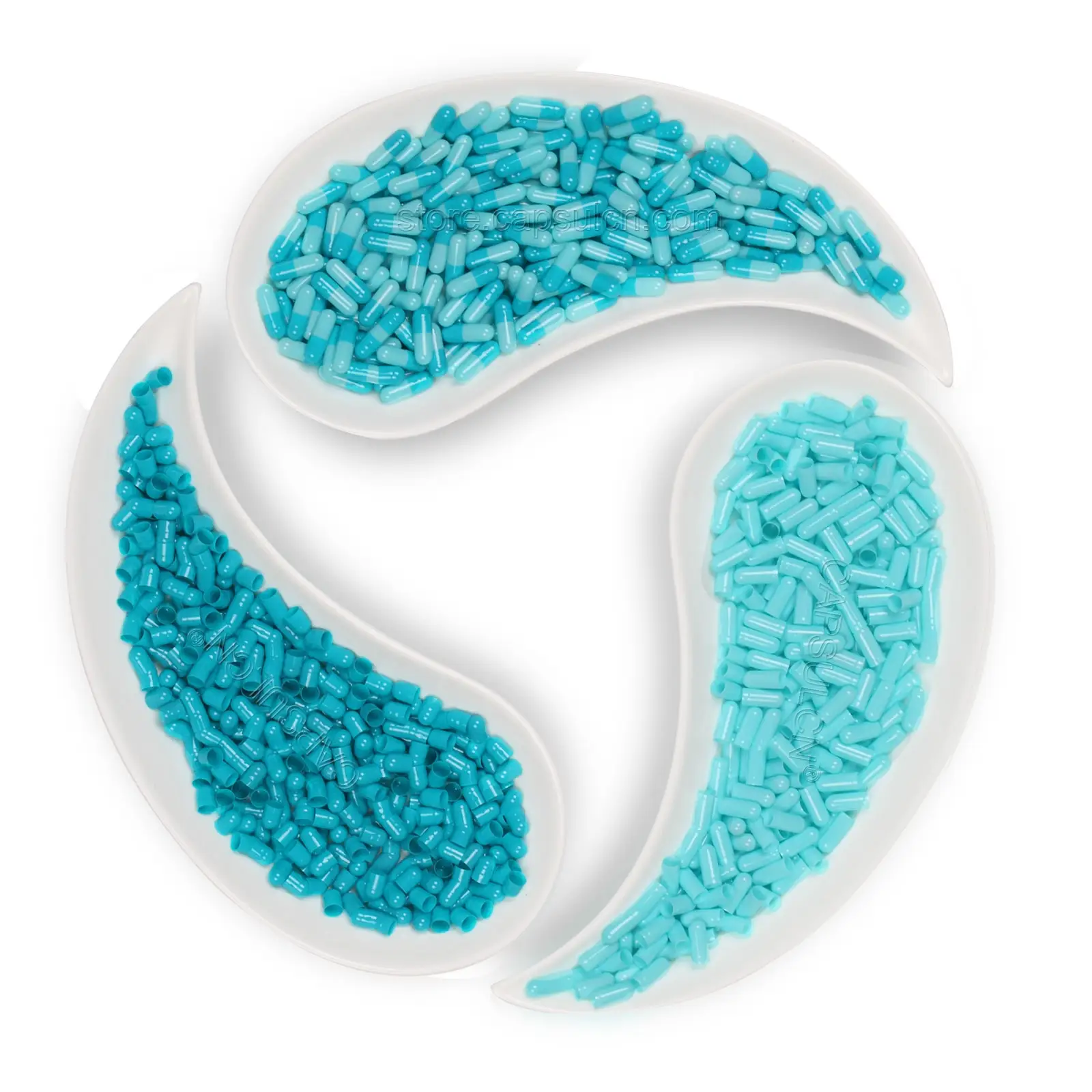 CapsulCN Custom Color Wholesale Bulk Sky Blue Indigo Blue Purplish Blue Navy Light Blue And White Empty Hard Gelatin Capsules