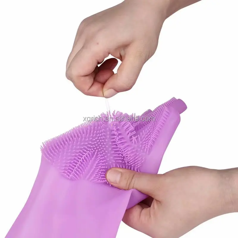 BPA FREE Silicone Dishwashing Gloves for Kitchen Silicone Scrubbing Gloves Soft Bristles Cleaning Pet Care Washing Reusable