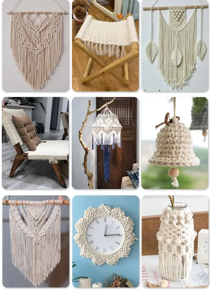 Bioserica Era High quality Macrame Cord 3mm 100% Natural Cotton Rope Twine String for DIY Craft Knitting