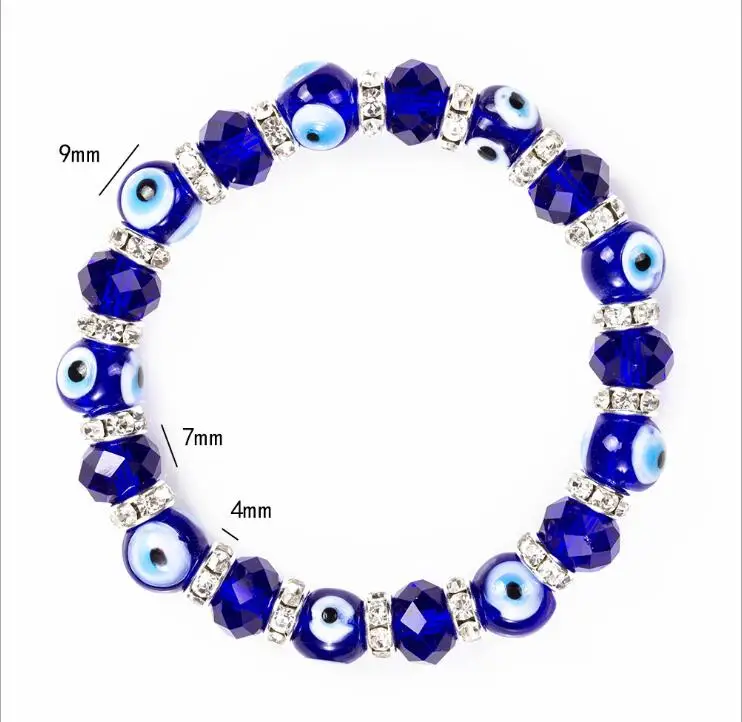 Trendy Simple Eye Religious Eye Charm Blue Beads Lucky Bracelet Match Turkish Bracelet For Women