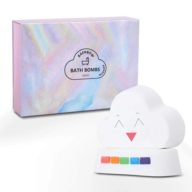 
Scented organic vegan rose rainbow bubble cloud bath bomb colorful 