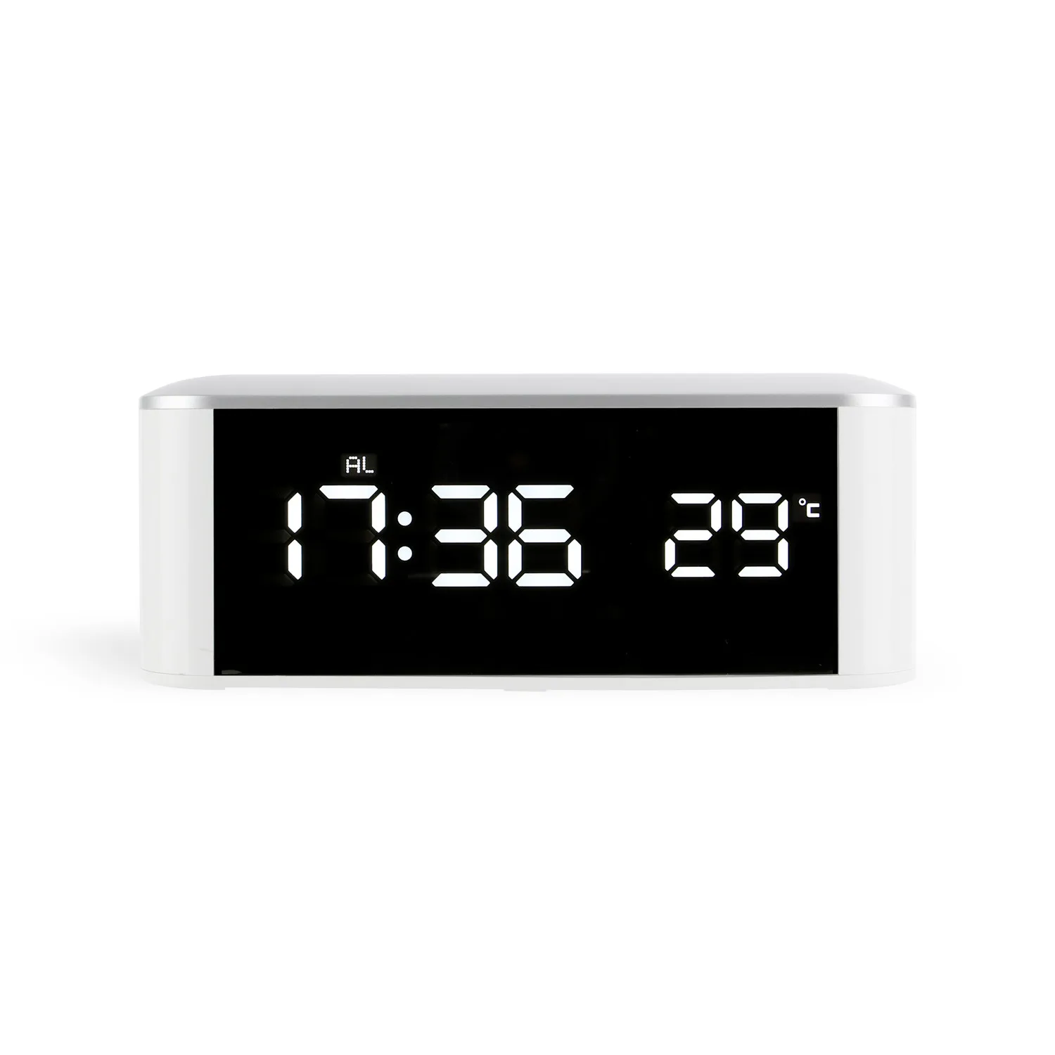 Mirror Digital Smart Alarm Clock with Room Temperature / USB Charger / 3 Displaying Color Available for Choose