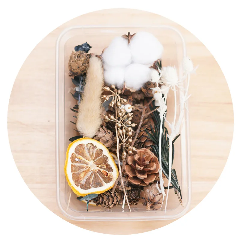 1 Box Mix Dried Flower Material Lemon Slice Rose Bud Head Lavender Granule DIY Scented Candle Wax Slice Decorative Wedding Deco