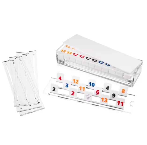Factory Custom Judaica Rummy Game Tiles Set lucite Cube Rack Travel Tiles Board Game Rummy Card Fast Moving Acrylic rummy game