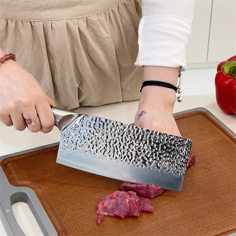 Kitchen Knives And Accessories Multi Purpose Kitchen Knife Chef Cooking Knives 420j2 Steel Cleaver With Wooden Block