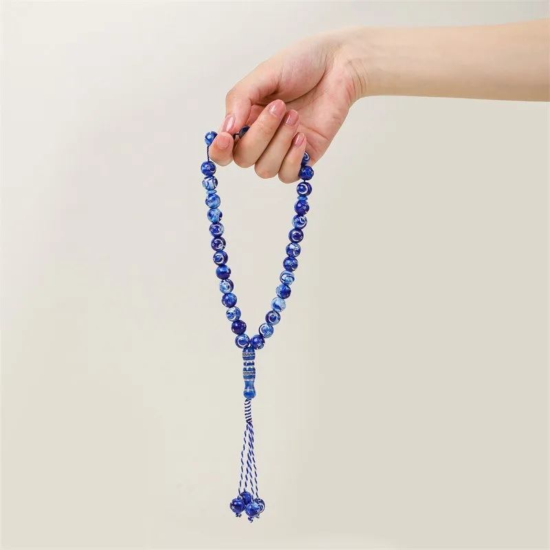 Muslim rosary New Arabic 12mm  33 laser Colored acrylic deep blue seabed Muslim  gifts    bracelet prayer supplies praise beads
