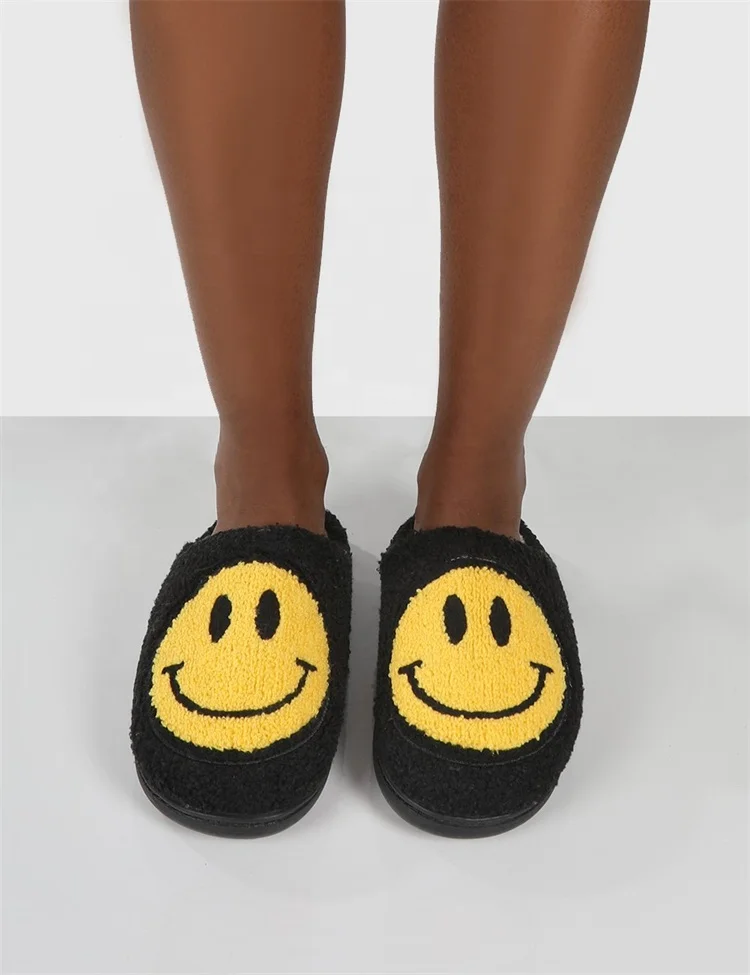 LF-62 2021 Fashion Fur Slippers Home House Bedroom Fall Winter Fuzzy Smile Slippers for Women