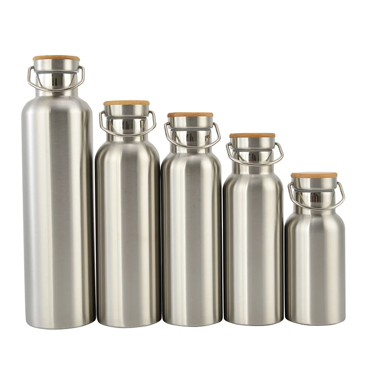 Custom Logo Vacuum Flasks Thermo Portable Insulated Travel Drinking Water Flask with Bamboo Lid