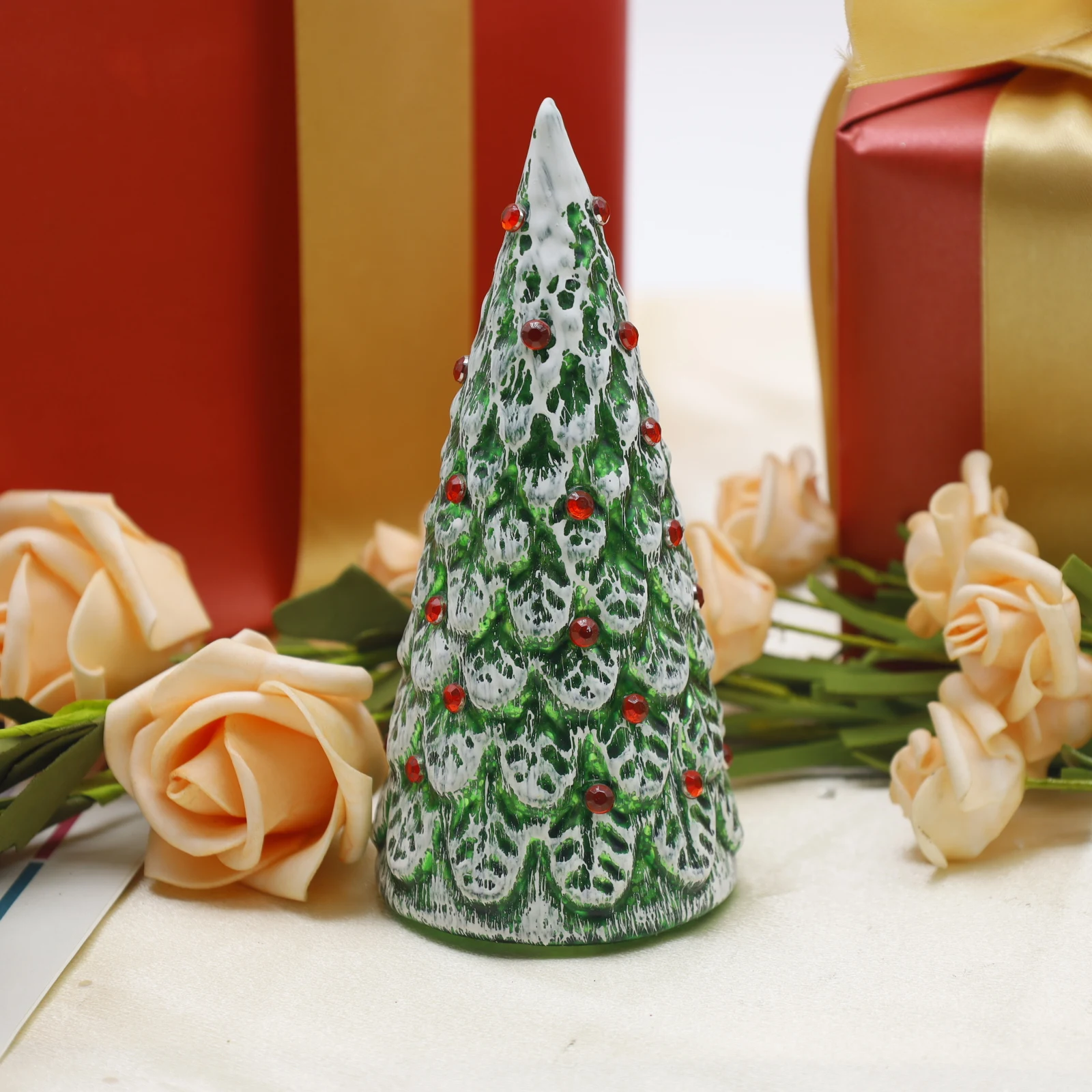 2024 New Product Christmas Decoration Desktop Glass tree with lights Christmas Luminous Night Lights Trees Crafts For Party