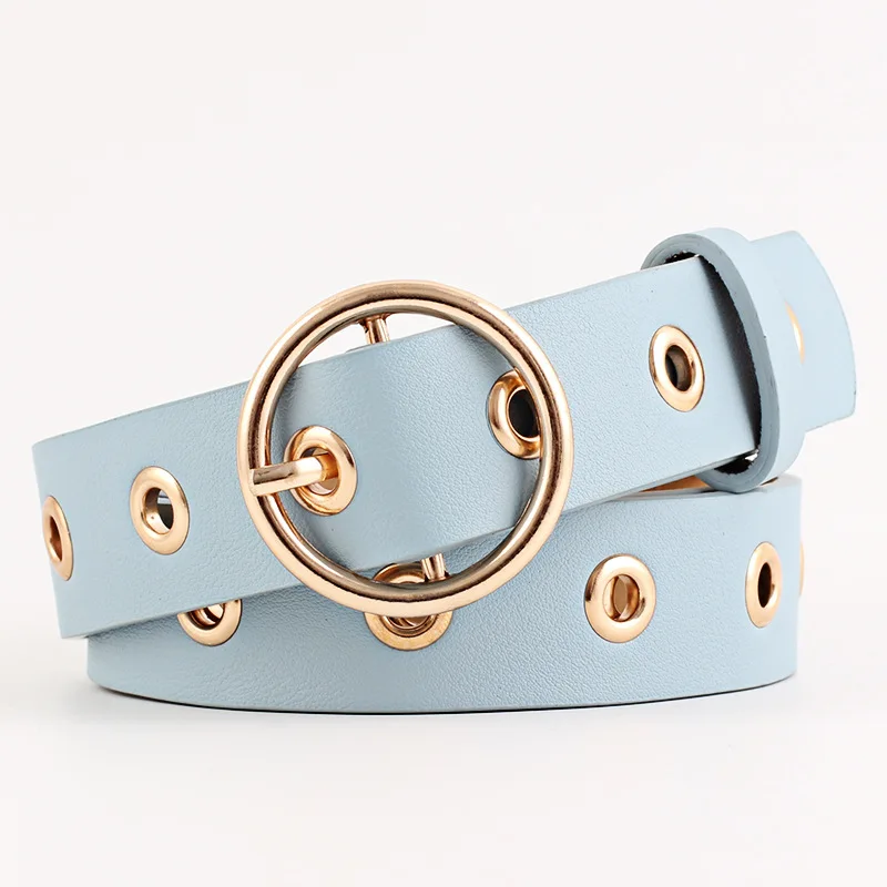 Ladies Round Buckle Wide Leather Aesthetic Punk Belt Decoration