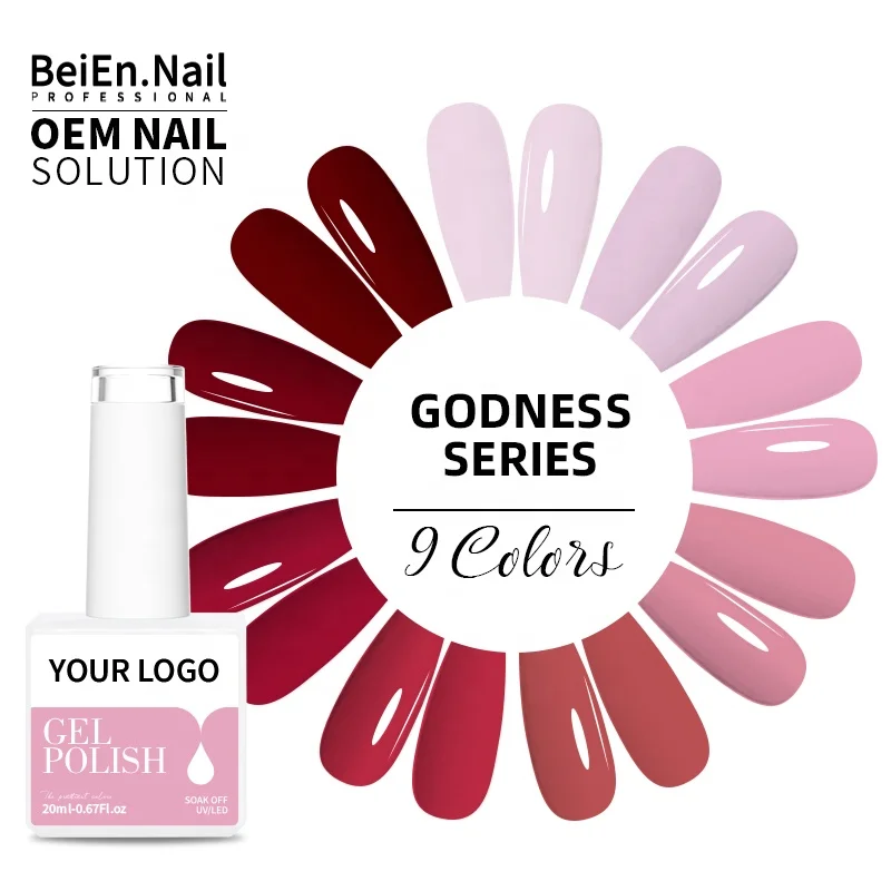 BeiEn Lacquer 18ml 20ml UV/LED Gel Polish High Quality&Pigment Goddess Pink Series Hot Red Pink Color OEM Bulk Kilo Wholesale