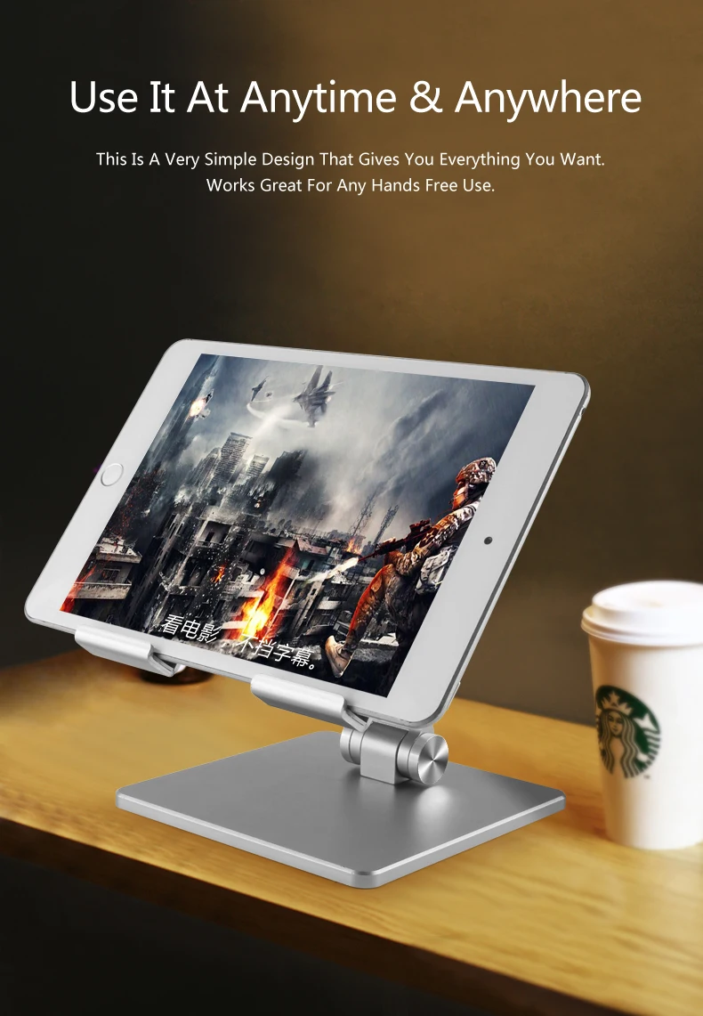 Aluminum Alloy Desk Fold Holder Stand Adjustable Desktop Tablet Holder Universal Table Cell Phone Stand For iPhone iPad Xiaomi