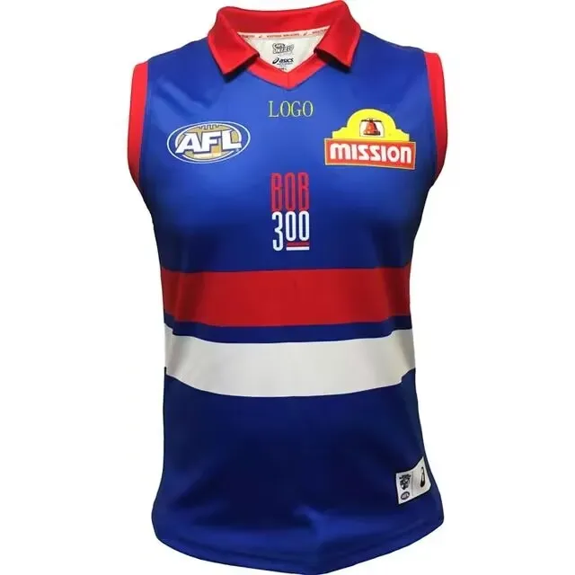 Customized Bottom arc sleeveless rugby polo jersey full sublimation afl polos