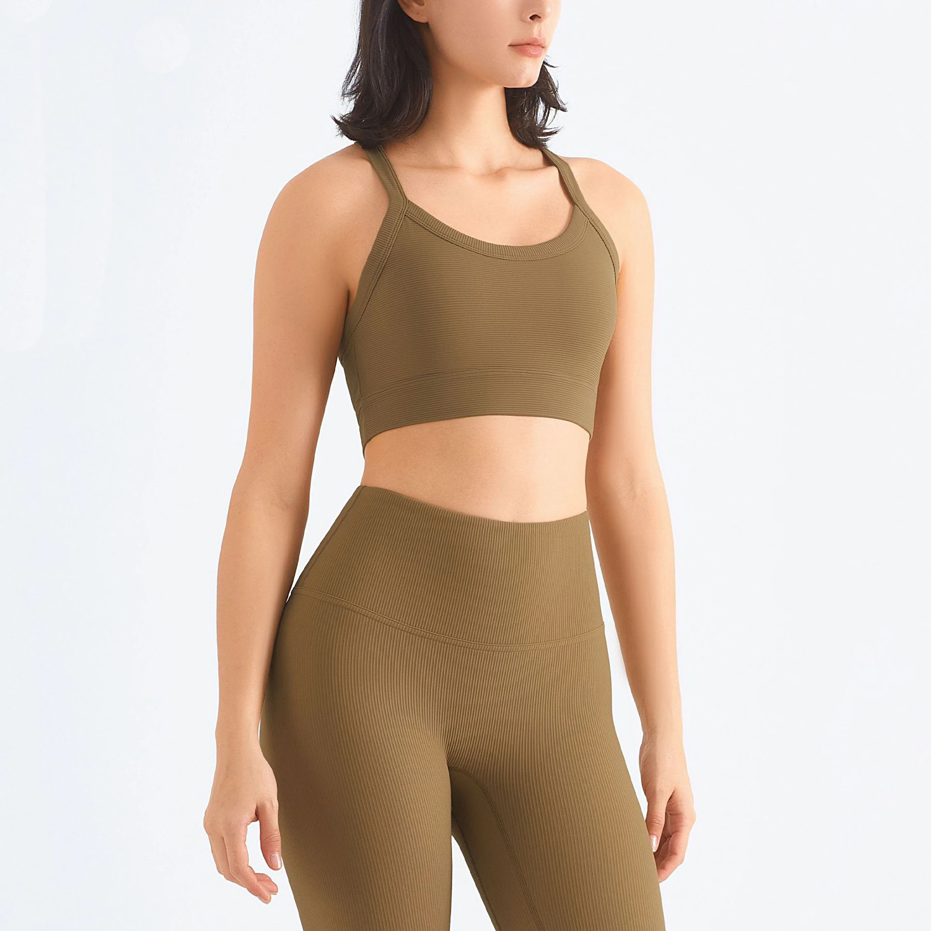 Seamless Women Yoga Set sports bra vest Fitness high waist Sportswear Gym leggings butt lifting